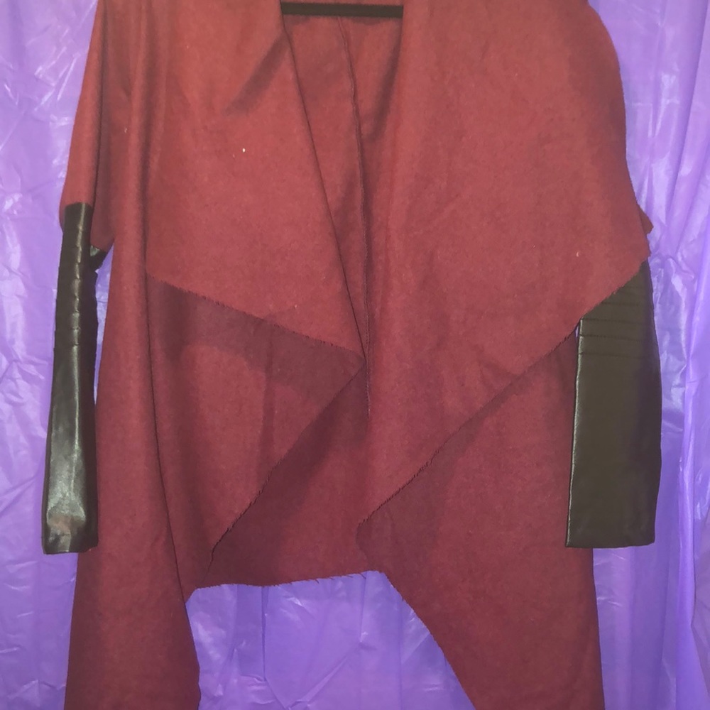 PU sleeve cardigan/jacket